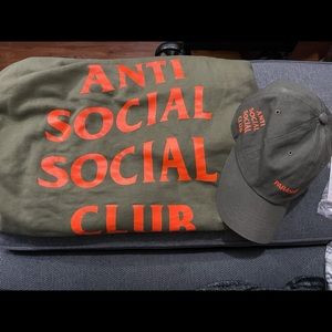 Anti social social club x undefeated hoodie and hat bundle